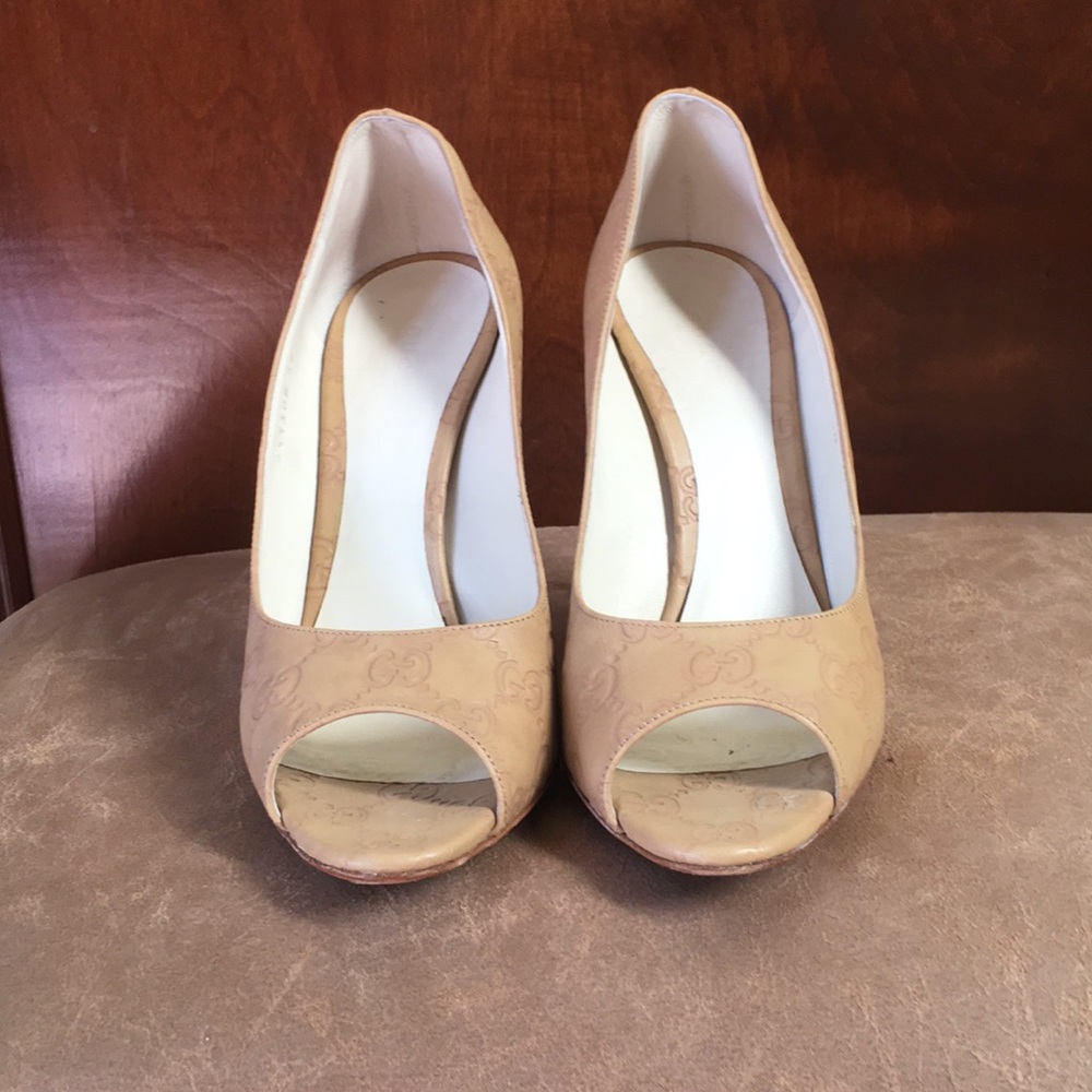 Guccissima Leather Peep-toe Pumps